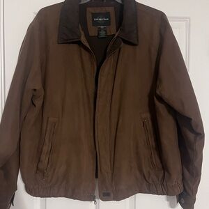 Covington Faux Suede Men's Insulated Jacket Brown with Dark Brown Trim XL